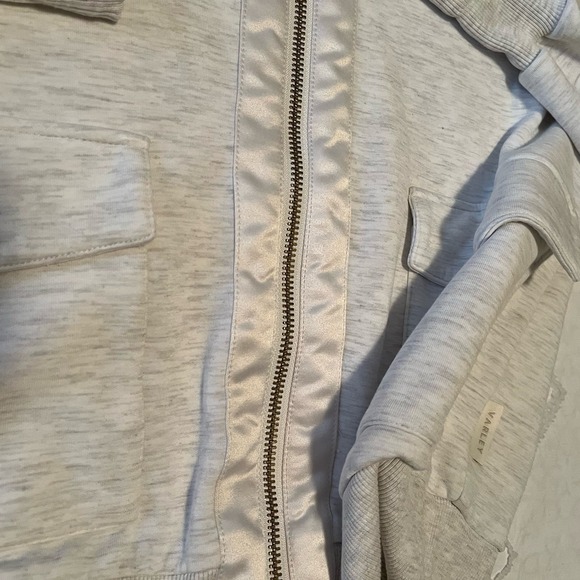 Varley Roxbury Double Soft Zip-Through Sweatshirt Ivory XS Funnel Neck - Picture 7 of 10